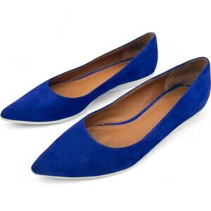 SARTO Franco Anthropologie A-dexie Pointed-Toe Blue Suede Flats Twee Women's 8.5